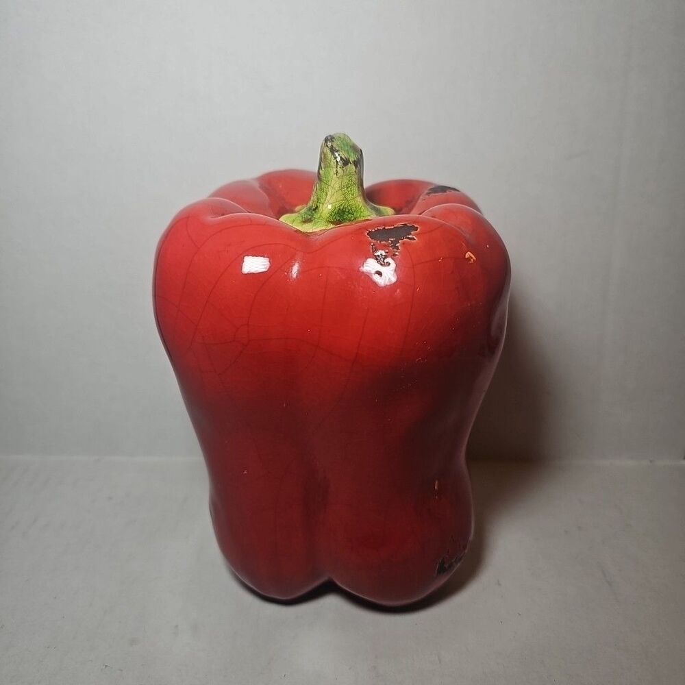 Large Ceramic Bell Pepper Ceramic Figurine 6" Tall